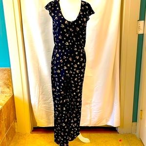 Cap Sleeve Navy Print Jumpsuit - Brand New with Tags - Size Small
